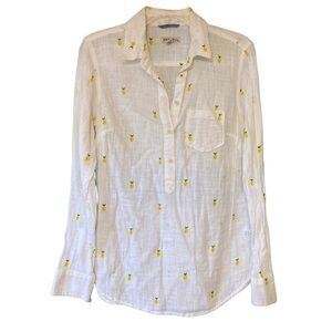 Merona Lemon Blouse Gauzy Slightly Sheer Cotton Sz Small